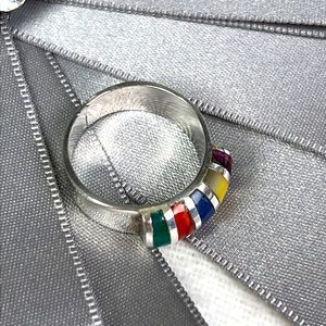 Rainbow, silver ring size 7.5